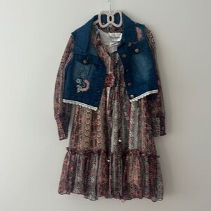 Rare editions size 7 dress with jean vest